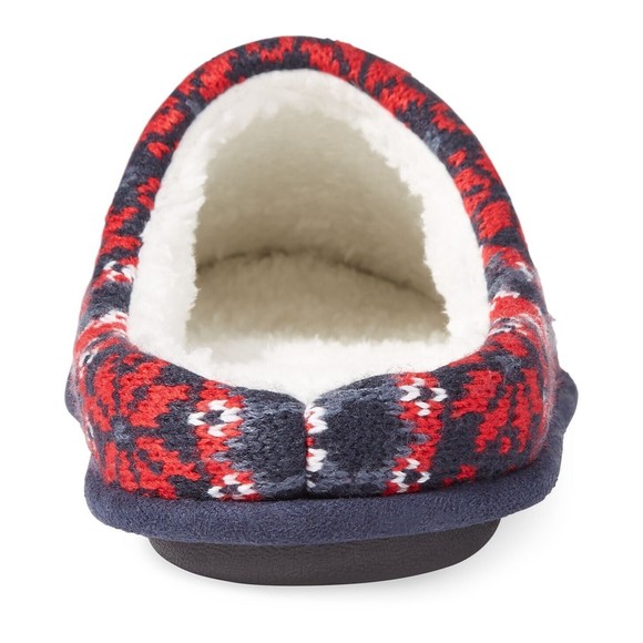 Club Room Men's Fair Isle Fleece-Lined Slippers Holiday Red/Blue Small Size 6-7 - Picture 4 of 5